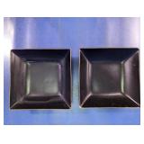 (2) Black Square Glass Serving Bowls