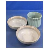 (3) Noritake Stoneware Ceramic Bowls & Planter