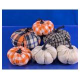 (6)Plaid & Gingham Fabric Decorative Pumpkin Lot