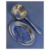 Silver-Tone Ladle & Small Oval Dish