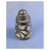 Vintage Mexican Silver-Tone Overlay Shaker
