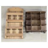 (2)Vintage Wooden Wall Organizer Duo