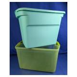 (2) Plastic Storage Totes Assorted Colors