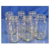 Set of 6 Clear Glass Wide Mouth Mason Jars