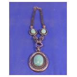 Turquoise-Color Stone Pendant Necklace