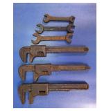 6 Early 1900's Cast Iron Model T & Monkey Wrenches