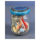 (1) Vintage Mini Toy Accessories Lot In Jar