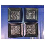 (4) Patterned Black Glass Plates