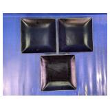 (3) Black Square Glass Plates