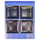 (4) Black Square Glass Plates