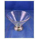 (1) Glass Dessert Bowl w/ Metal Base