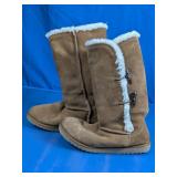 Suede Winter Boots Faux Fur Lined Size 8