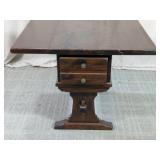 Wood Drop Leaf Side Table w/ Drawers