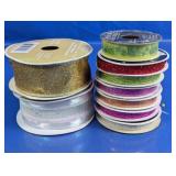 Assorted Glitter and Wired Craft Ribbon Spools