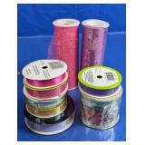 Decorative Ribbon and Glitter Tulle Spool Lot