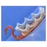 Artistic Murano Style Swirl Glass Swan Bowl