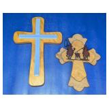 (2) Wooden Decorative Wall Crosses