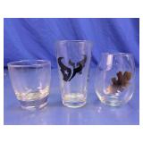 (3)Houston Texans & Leaf Motif Glassware Trio