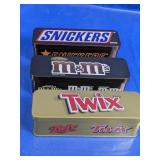 (3) Mars Candy Tin Storage Containers