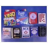 (9) UNO Phase 10 & Playing Cards Lot