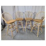Wood Spindle Back Swivel Bar Stools