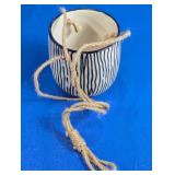 Zebra-Striped Ceramic Hanging Planter