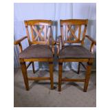 Wood X-Back Upholstered Stools