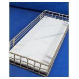 Gold-Tone Metal & Faux Marble Floating Shelf