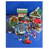 Miniature Holiday Village & Figurines Set