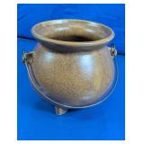 Speckled Tan Ceramic Tripod Cauldron