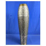 Hammered Metal Floor Vase w/ Brass Tone Rim