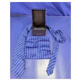 Blue Silk Tie Set with Cufflinks & Box