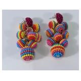 (1) Multicolor Beaded Drop Earrings
