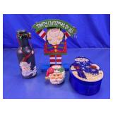 Christmas Decor Santa Bottle Wood Sign Box