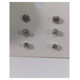 (3) Pairs Rhinestone Stud Earrings Set