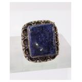 Lapis Stone Silver Plate Sz 9