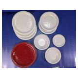(9)White & Red Dinnerware Collection Lot