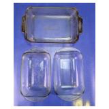 (3)Anchor Hocking Glass Baking Dishes Trio