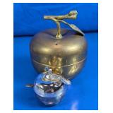 (2)Vintage Brass & Silver-Plated Apple Containers