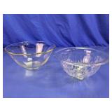 Clear Glass Mixing Bowls Gold Rim Set