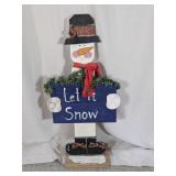 Hand-Painted Wooden Let It Snow Snowman Sign