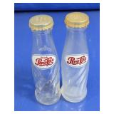 (2) Pepsi Cola Glass Bottle Shakers