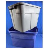 Plastic Storage Totes Gray & Blue
