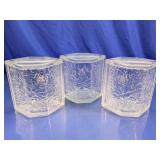 (3) Hexagonal Textured Glass Planters