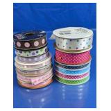 Polka Dot and Patterned Craft Ribbon Spool Lot