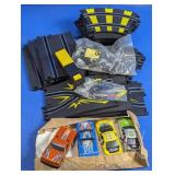 Slot Car Track Set Assorted Pieces & Cars