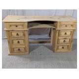 Large Rustic Multi-Drawer Pedestal Desk