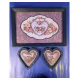 Framed Floral Bird Print with Heart Art
