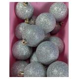 Silver Glitter Ball Ornaments Lot