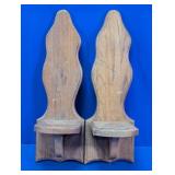 (2) Wooden Wall Shelf Candle Holders